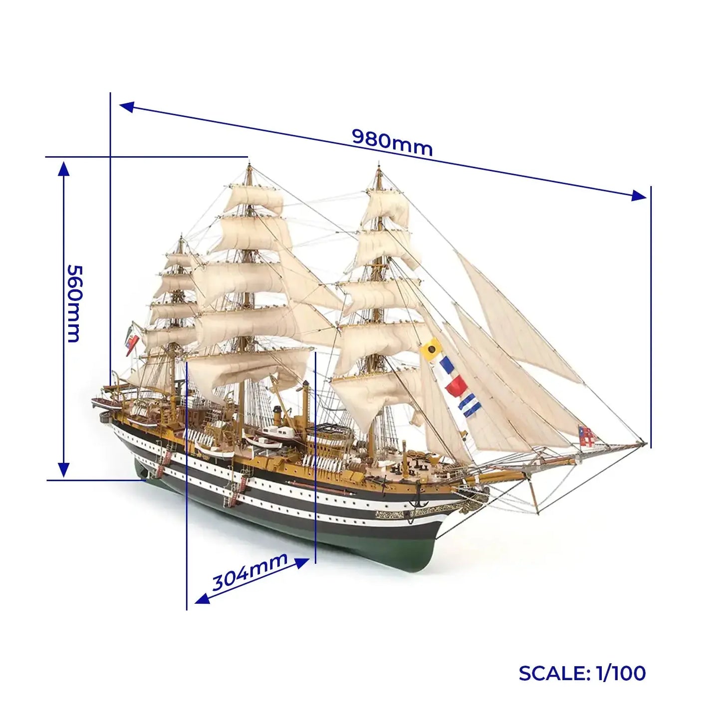 OcCre 1/100 Amerigo Vespucci Wooden Model Ship Kit Occre