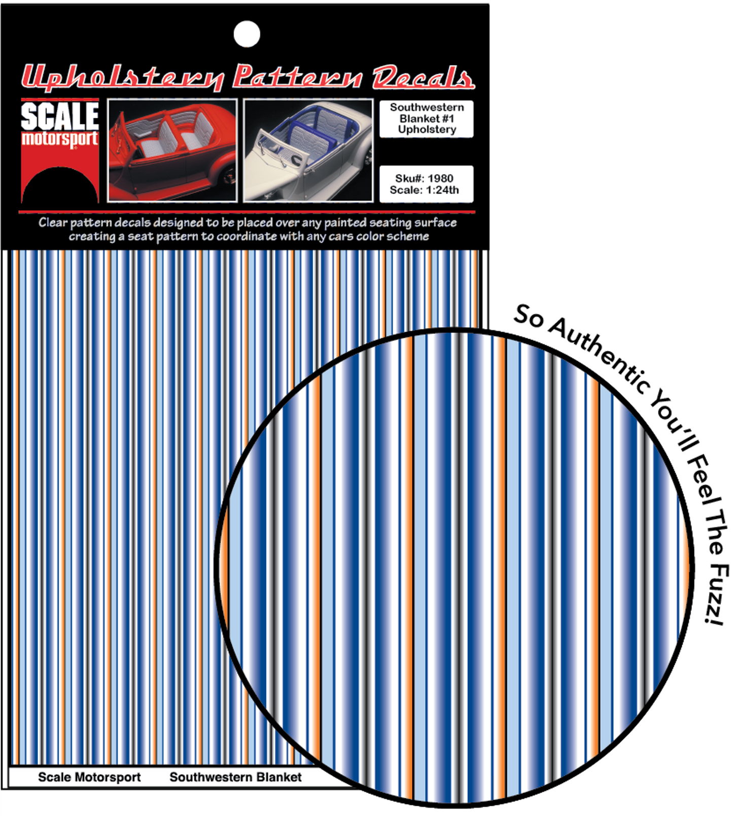 Scale Motorsport 1/24 Southwest Blanket #1 Upholstery Decal Scale Motorsport