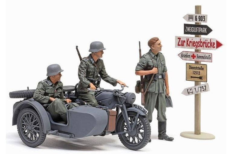 Tamiya 1:35 German KS600 Motorcycle with Sidecar Plastic Model Kit Tamiya