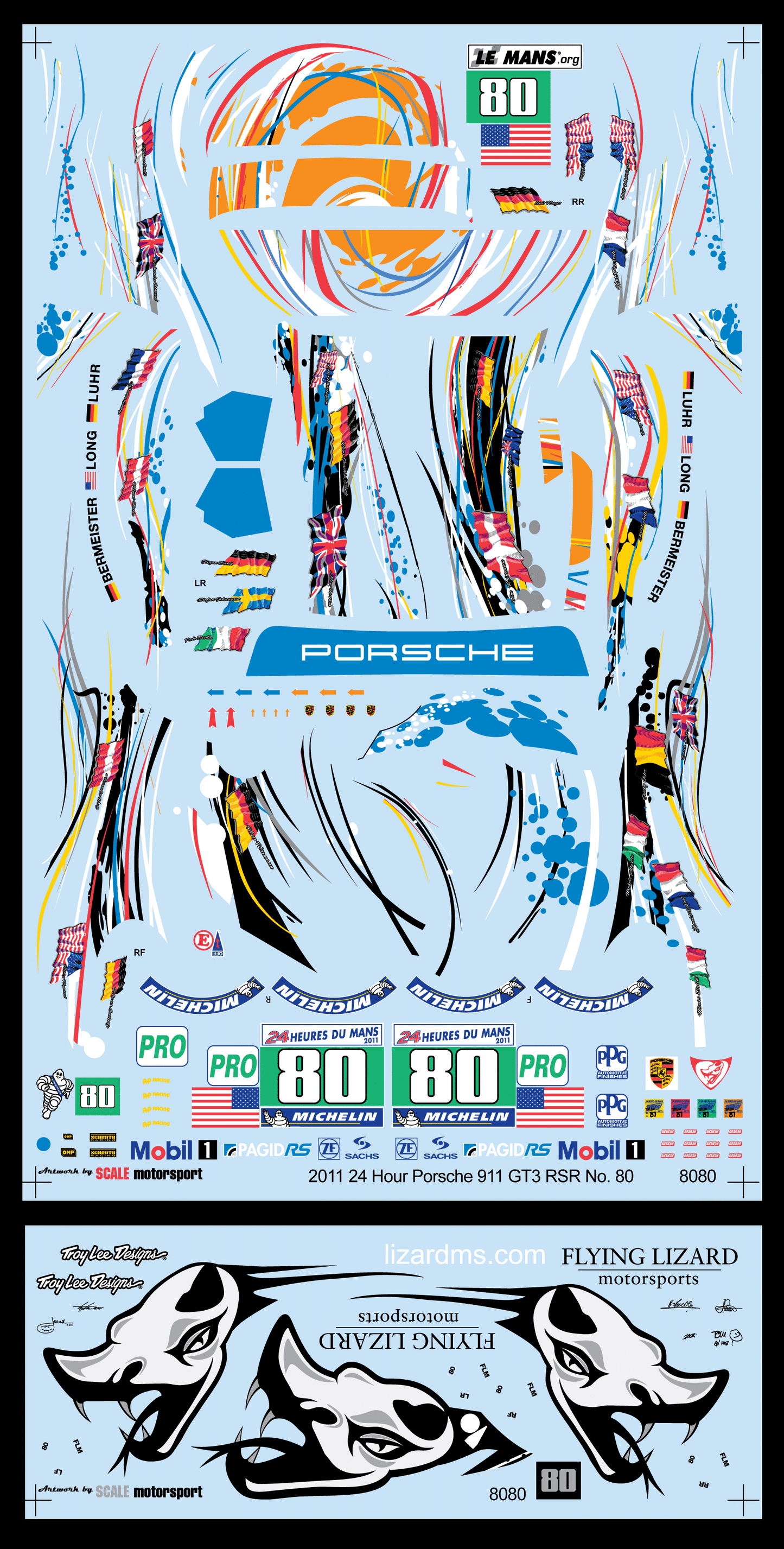 Scale Motorsport 1/24 2011 Flying Lizard #80 Logo Livery Set Scale Motorsport