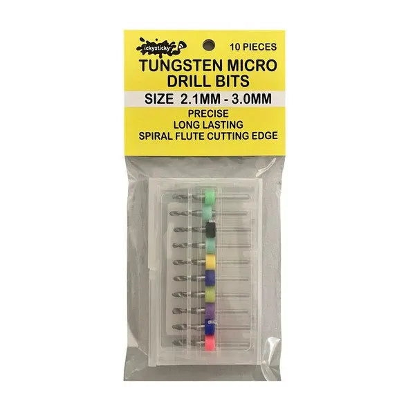 Ickysticky 10 Pce Tungsten Micro Drill Bits 2.1mm - 3.0mm IckySticky