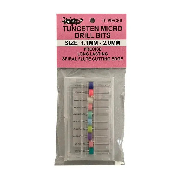 Ickysticky 10 Pce Tungsten Micro Drill Bits 1.1mm - 2.0mm IckySticky