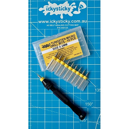 Ickysticky 10 Pce Tungsten Micro Drill Bits 0.2mm IckySticky
