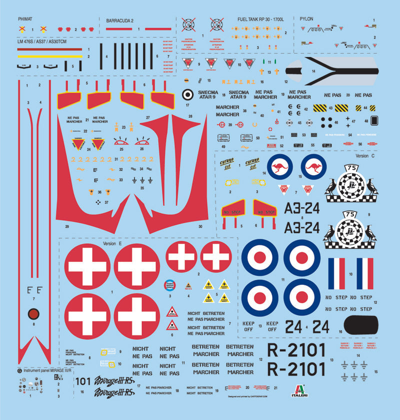 Italeri 1/32 MIRAGE III E/R Plastic Model Kit Italeri