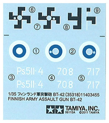 Tamiya 1:35 Finnish Army Assault Gen BT-42 Plastic Model Kit Tamiya
