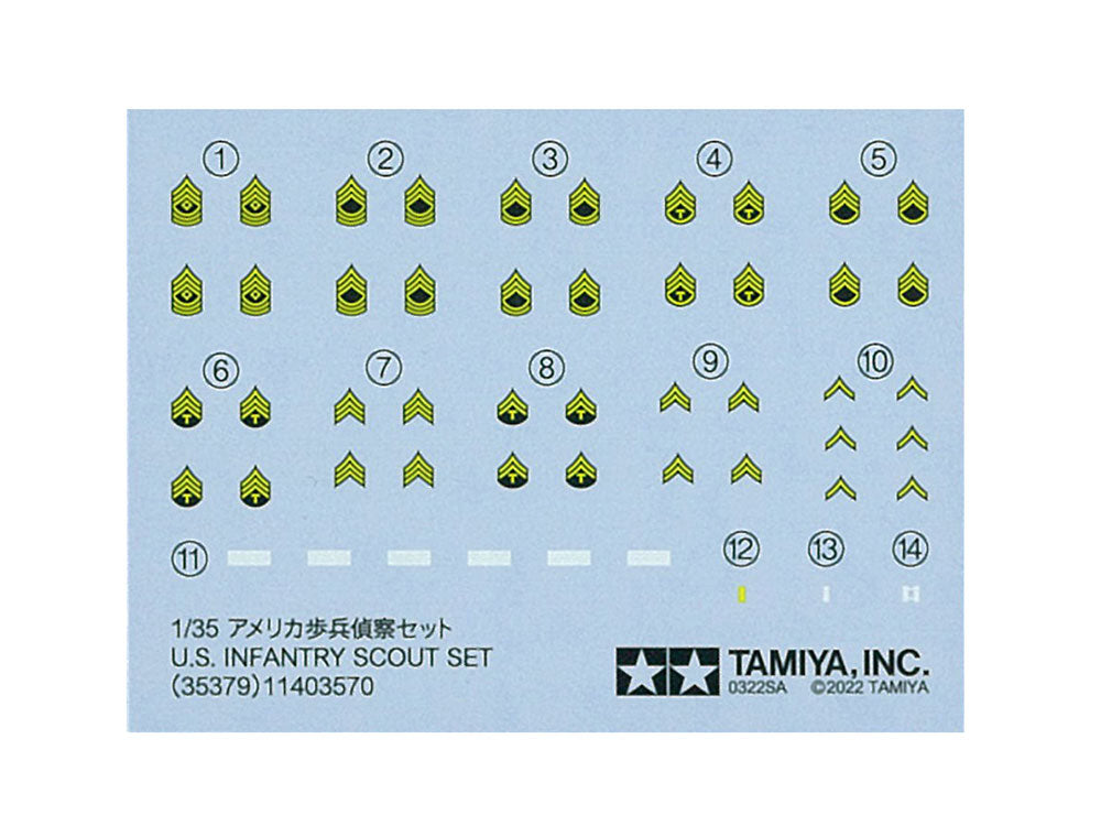 Tamiya 1:35 U.S. Infantry Scout Set Plastic Model Kit Tamiya