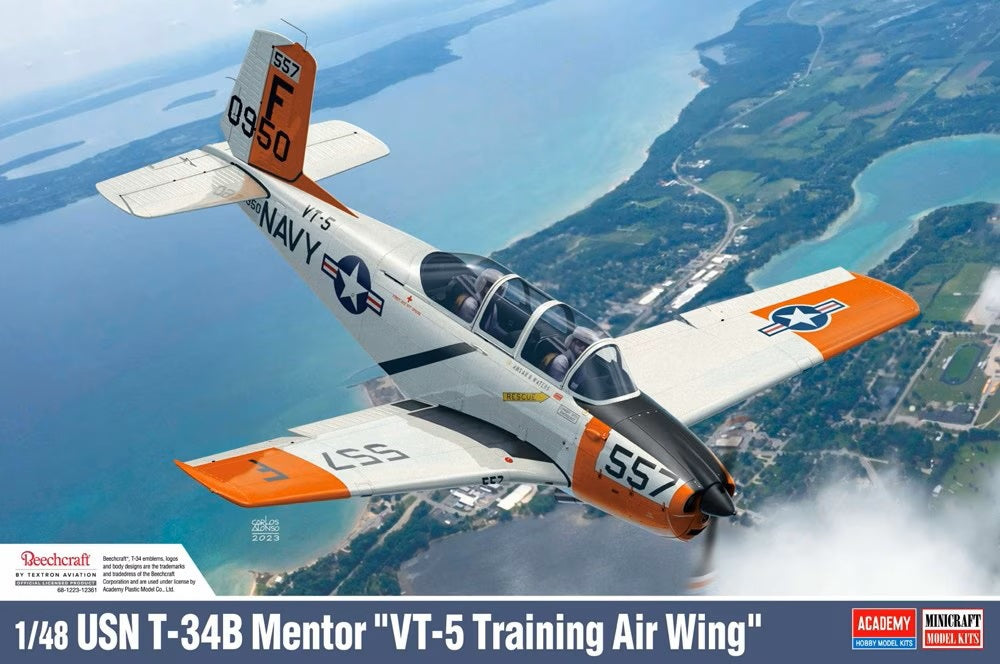 Academy 1/48 USN T-34B Mentor "VT-5 Training Air Wing" Plastic Model Kit Academy