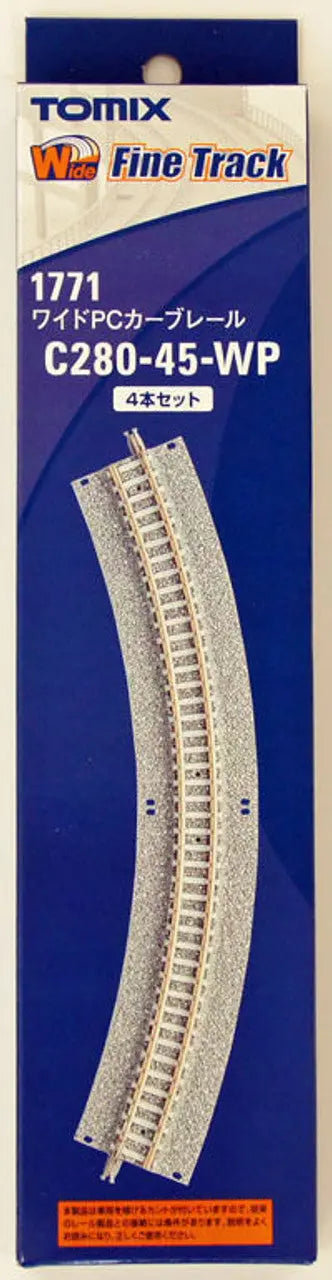 Tomix 1771 Wide PC 280mm Radius 45 Curve Track C280-45-WP(F) (4 pieces) (N scale) Tomix