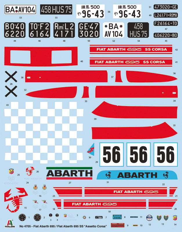 Italeri 1/12 FIAT Abarth 695SS/Assetto Corsa Plastic Model Kit Italeri