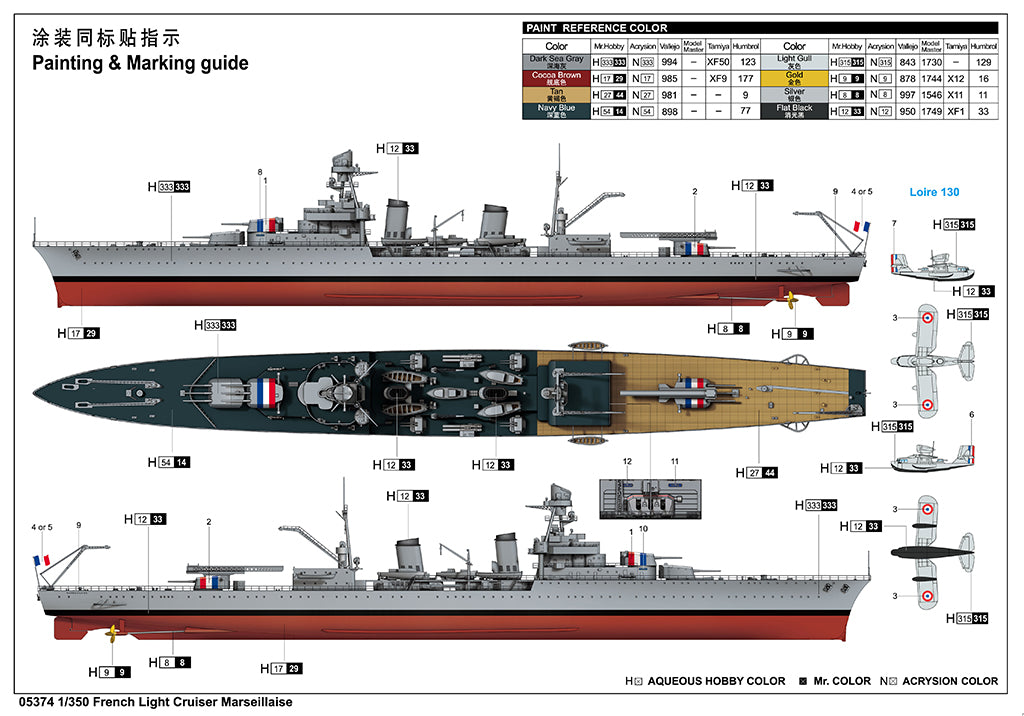 Trumpeter 1/350 French Light Cruiser Marseillaise Plastic Model Kit