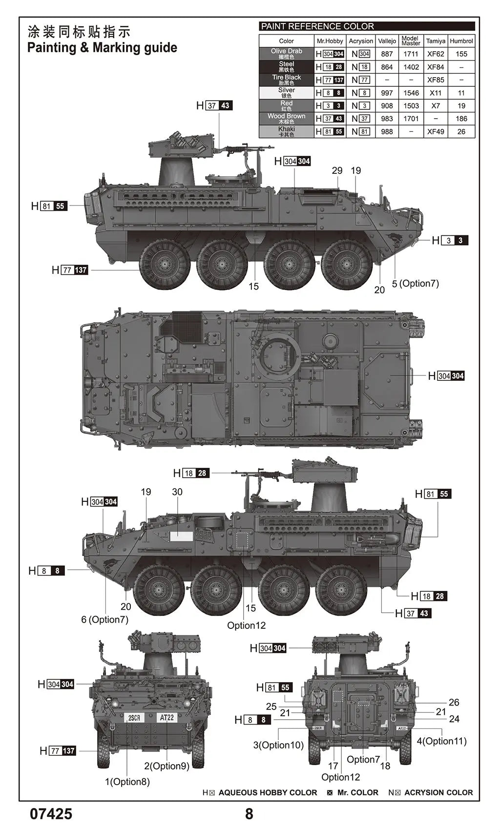 Trumpeter 1/72 M1134 Stryker Anti- Tank Guided Missile (ATGM) Plastic Model Kit Trumpeter