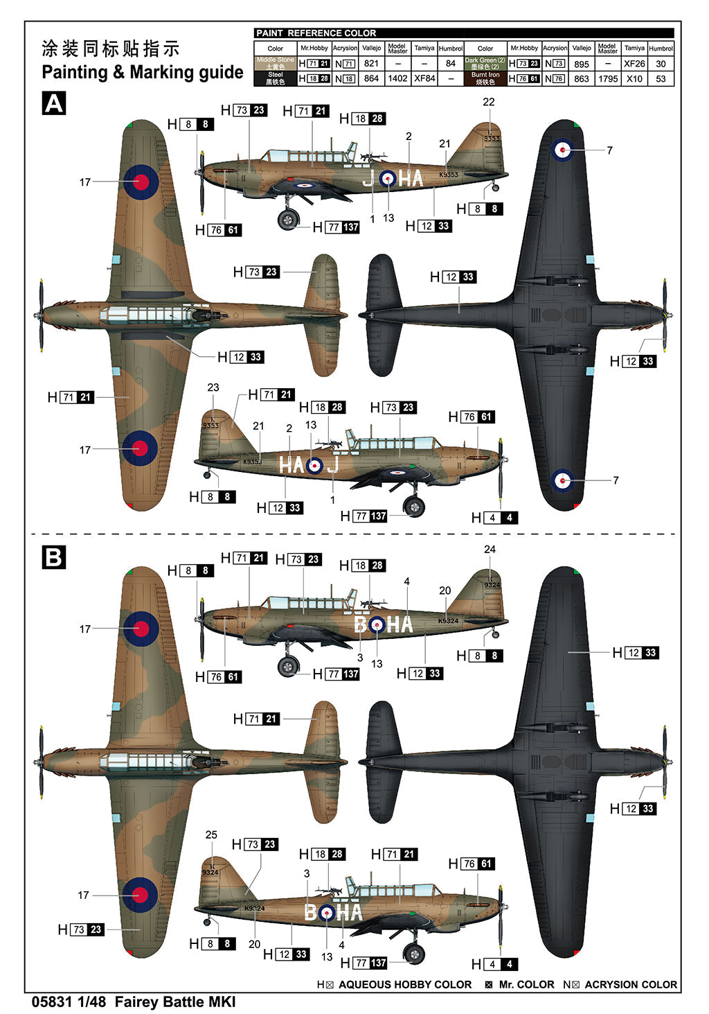 Trumpeter 1/48 Fairey Battle mk1 Plastic Model Kit Trumpeter