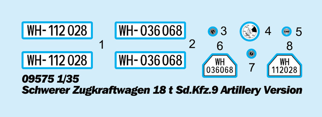 Trumpeter 1/35 Schwerer Zugkraftwagen 18 t Sd.Kfz.9 Artillery Version Plastic Model Kit Trumpeter