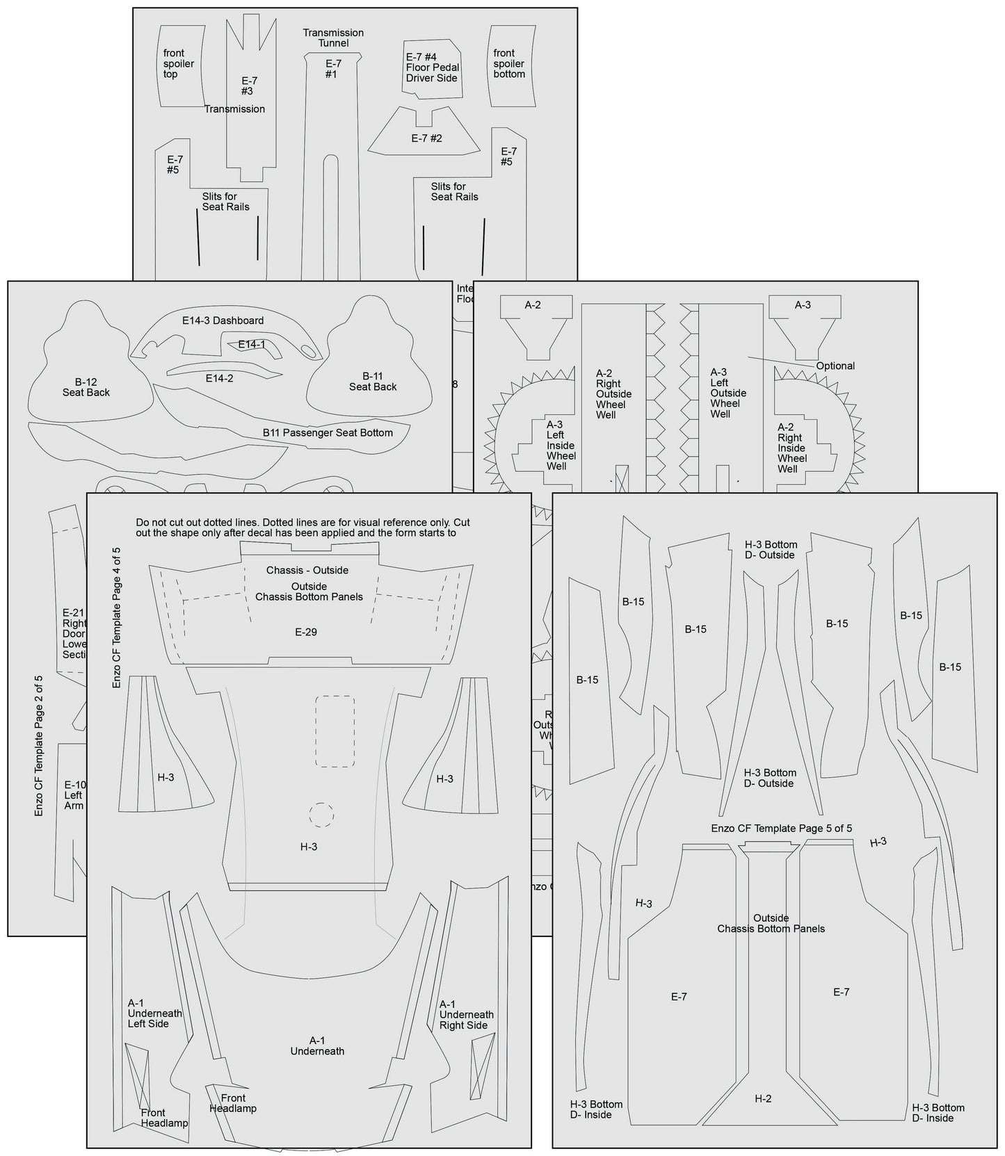 Scale Motorsport 1:24 Enzo Ferrari Composite Fiber Template Set Scale Motorsport
