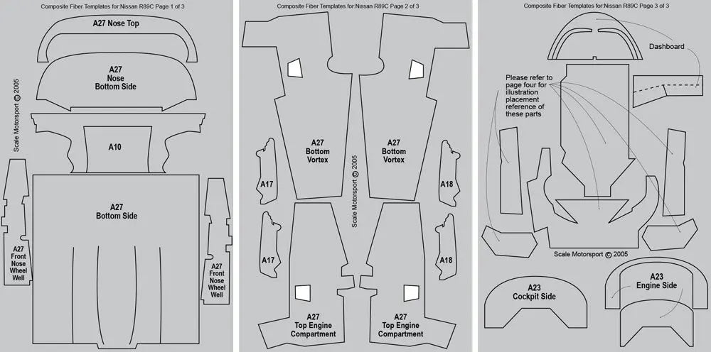 Scale Motorsport 1:24 Nissan R89C Carbon Fiber Template Set Scale Motorsport