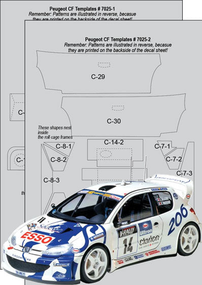 Scale Motorsport 1:24 Peugeot 206 WRC Carbon Fibre Template Set Scale Motorsport