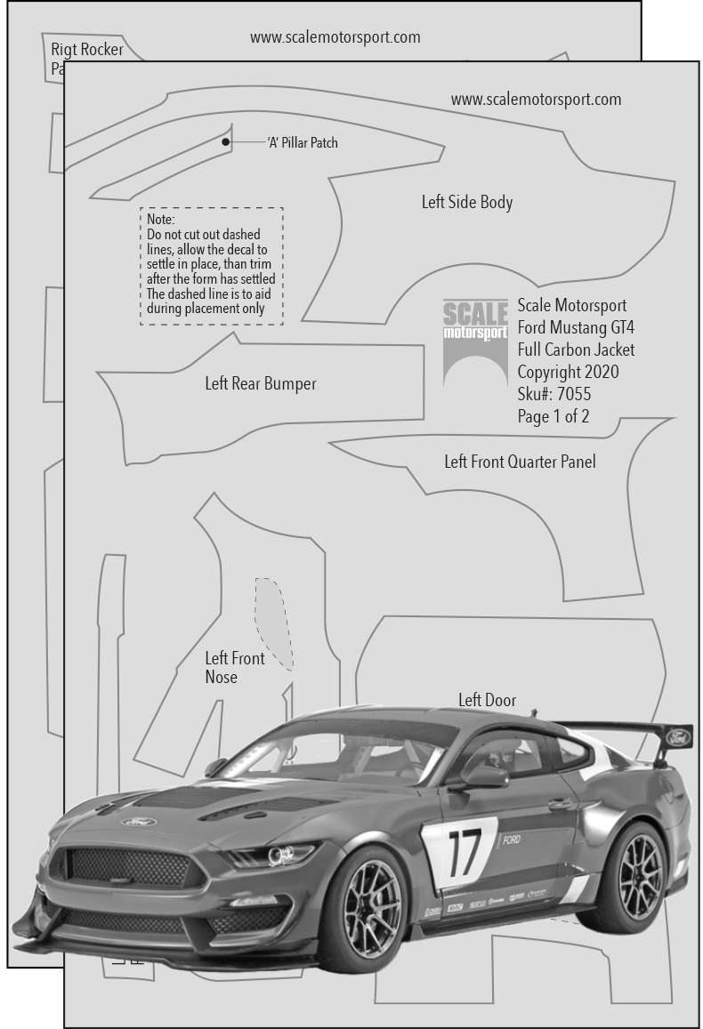 Scale Motorsport 1:24 Mustang GT4 Book Matched FULL CARBON JACKETS Scale Motorsport