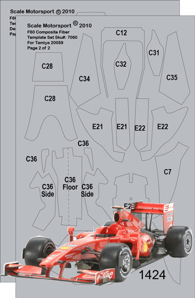 Scale Motorsport 1:20 Ferrari F60 F1 Carbon Fibre Template Set Scale Motorsport