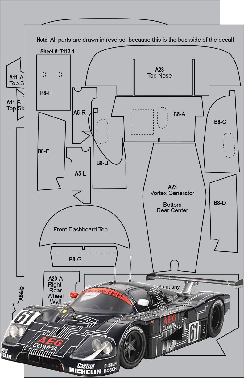 Scale Motorsport 1/24 Sauber Mercedes C9 Carbon Fiber Template Set Scale Motorsport