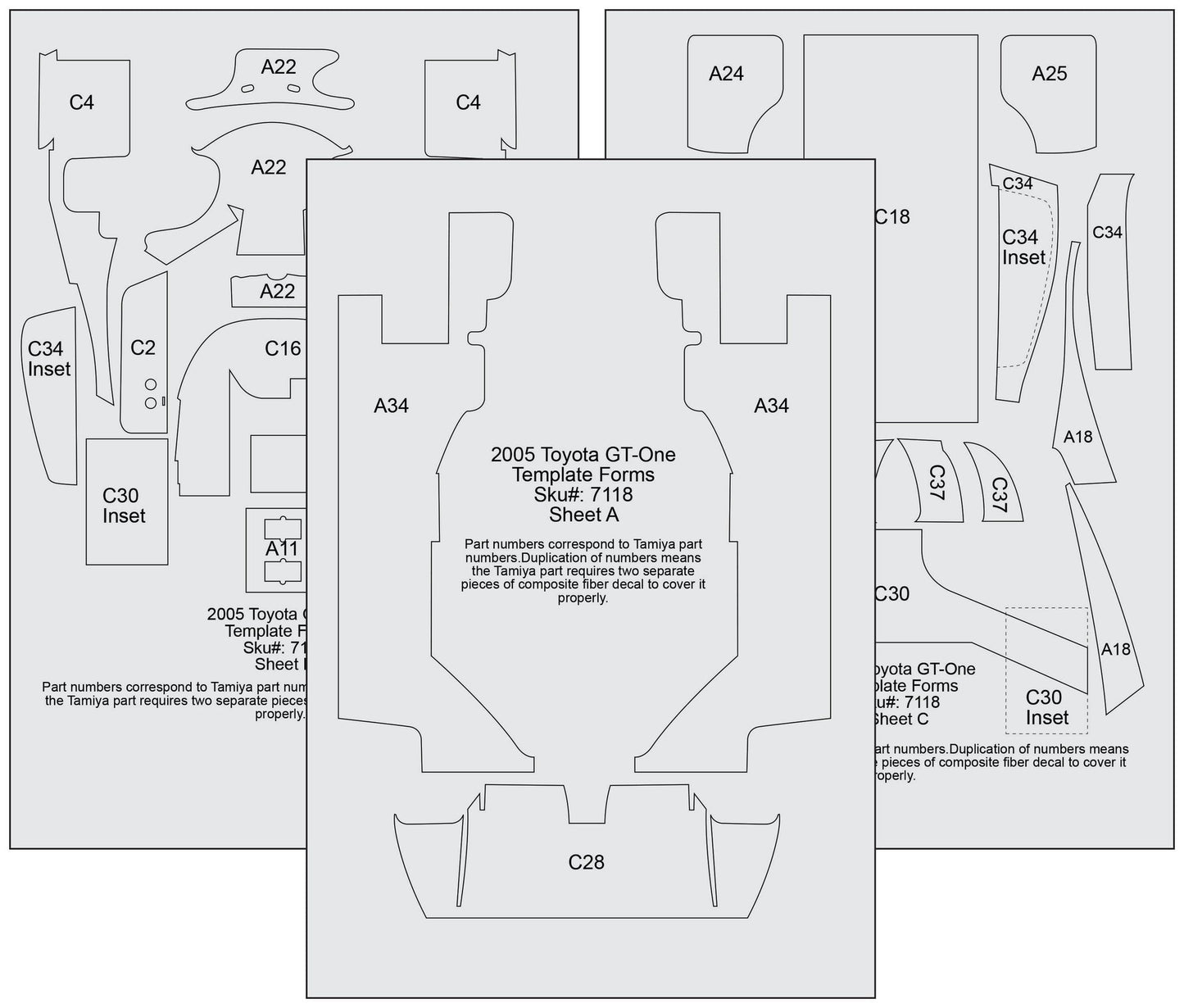 Scale Motorsport 1/24 Toyota GT-One TS020 Carbon Fibre Template Set Scale Motorsport