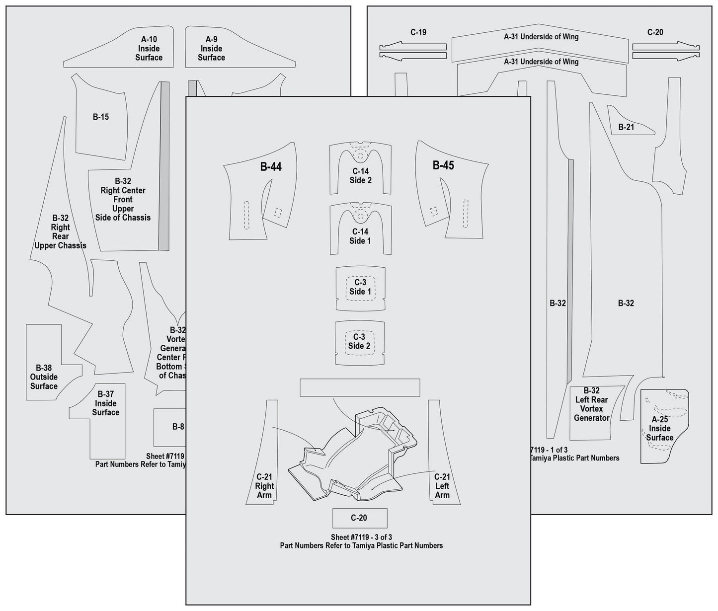 Scale Motorsport 1/20 Ferrari F1 2000 Composite Fiber Template Set Scale Motorsport