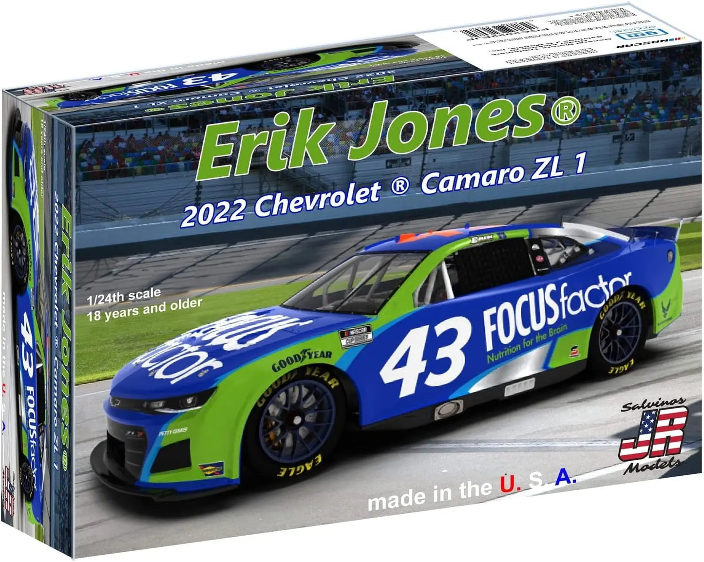 Salvinos J R 1/24 Trackhouse Racing Daniel Suarez 2022 Camaro Plastic Model Kit - Franklin Hobbies Ltd