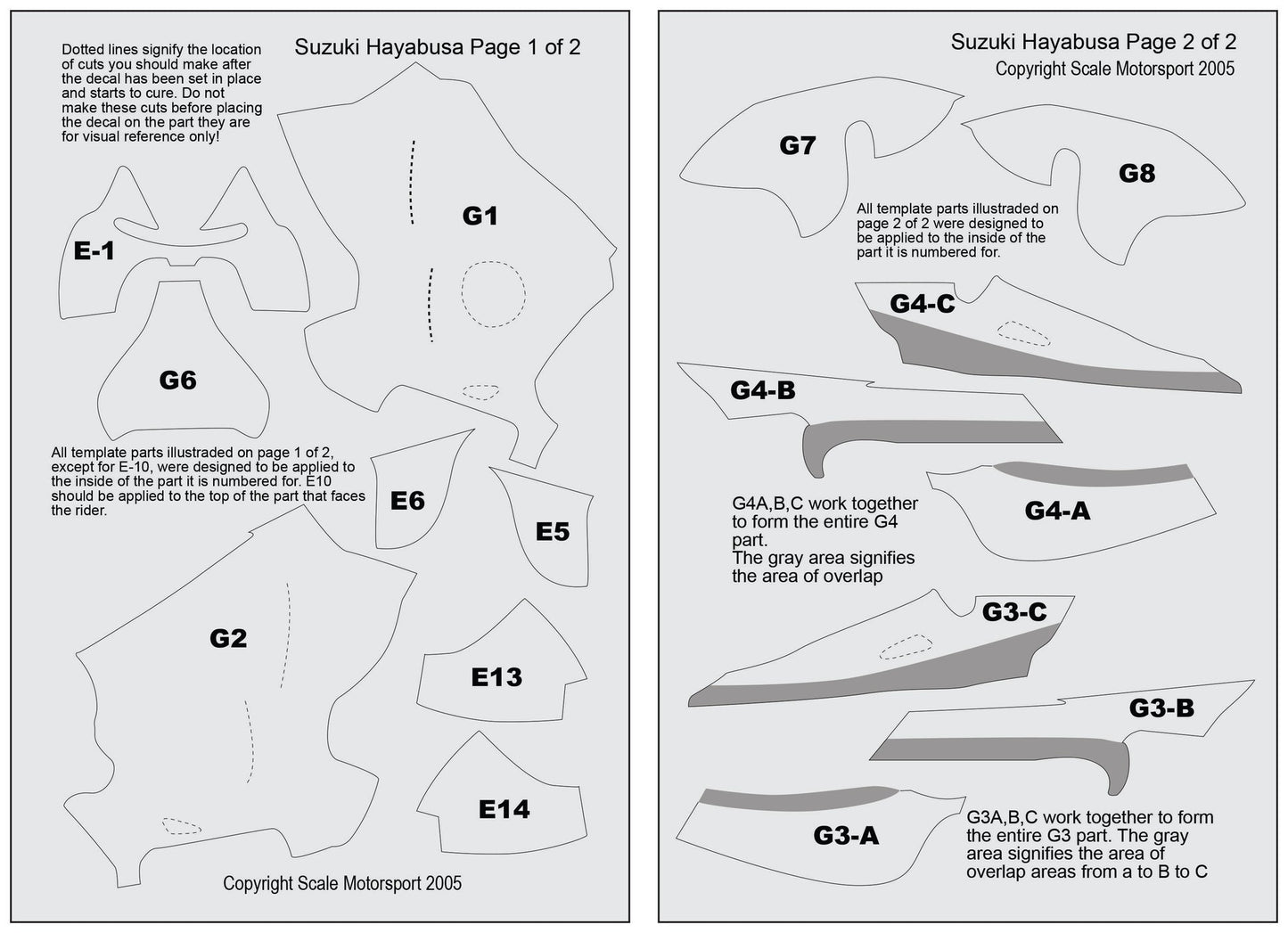 Scale Motorsport 1/12 Suzuki Hayabusa GSX1300R Fibre Template Set Scale Motorsport