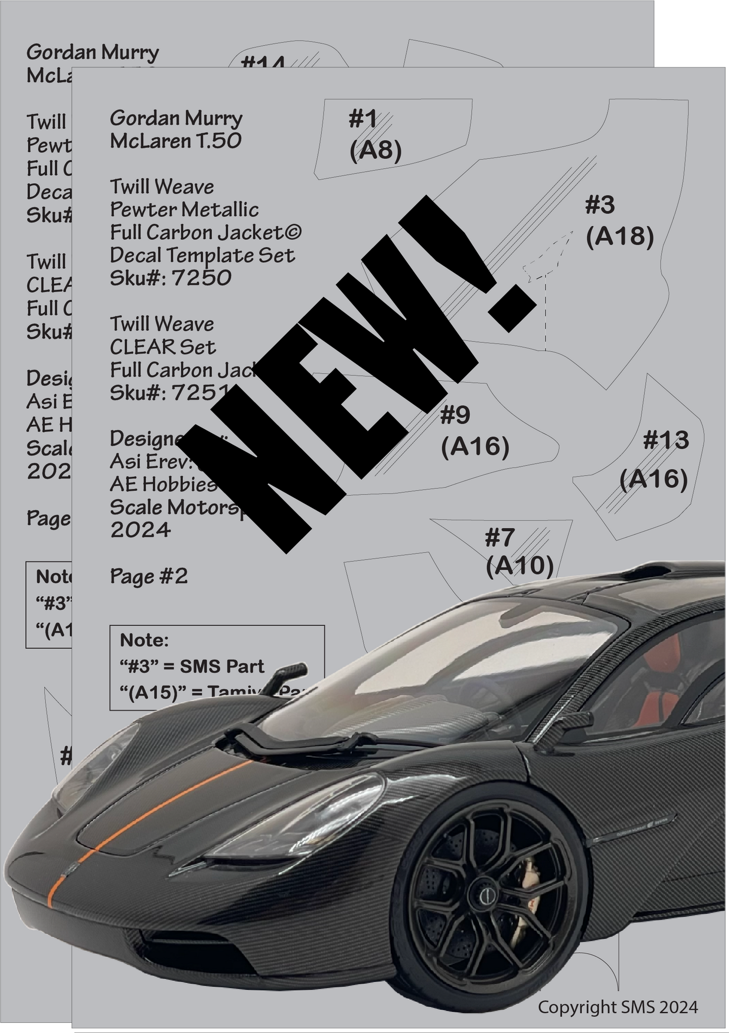 Scale Motorsport 1/24 Gordon Murray T.50 Full Carbon Jacket - Pewter Metallic Scale Motorsport