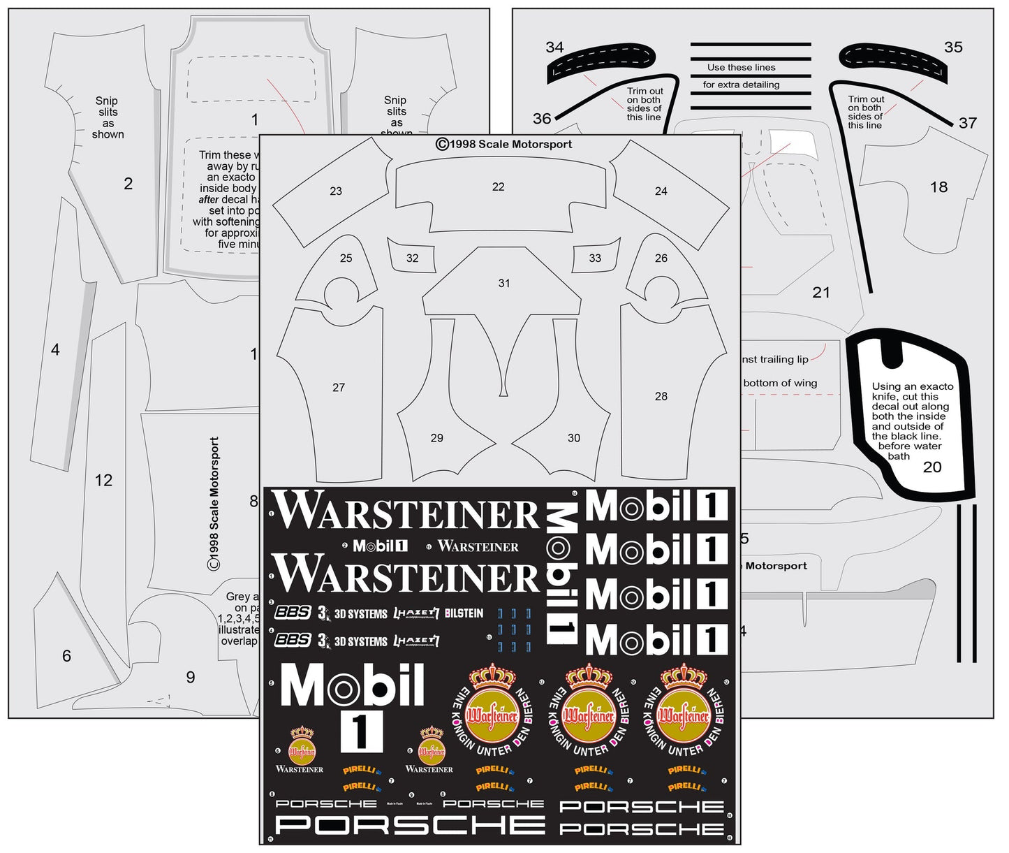 Scale Motorsport 1/24 Warsteiner Porsche 911 GT1 Test Mule CFT Set Scale Motorsport