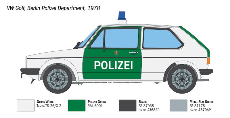 Italeri 1:24 VW Golf Polizei Plastic Model Kit Italeri