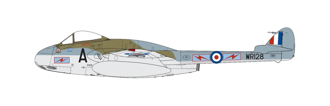 A06108 de Havilland D.H. 100 Vampire FB.9, No.502 (Ulster) Squadron, Royal Auxiliary Air Force, Royal Air Force Sydenham, Belfast, North Ireland, 1955. (B)