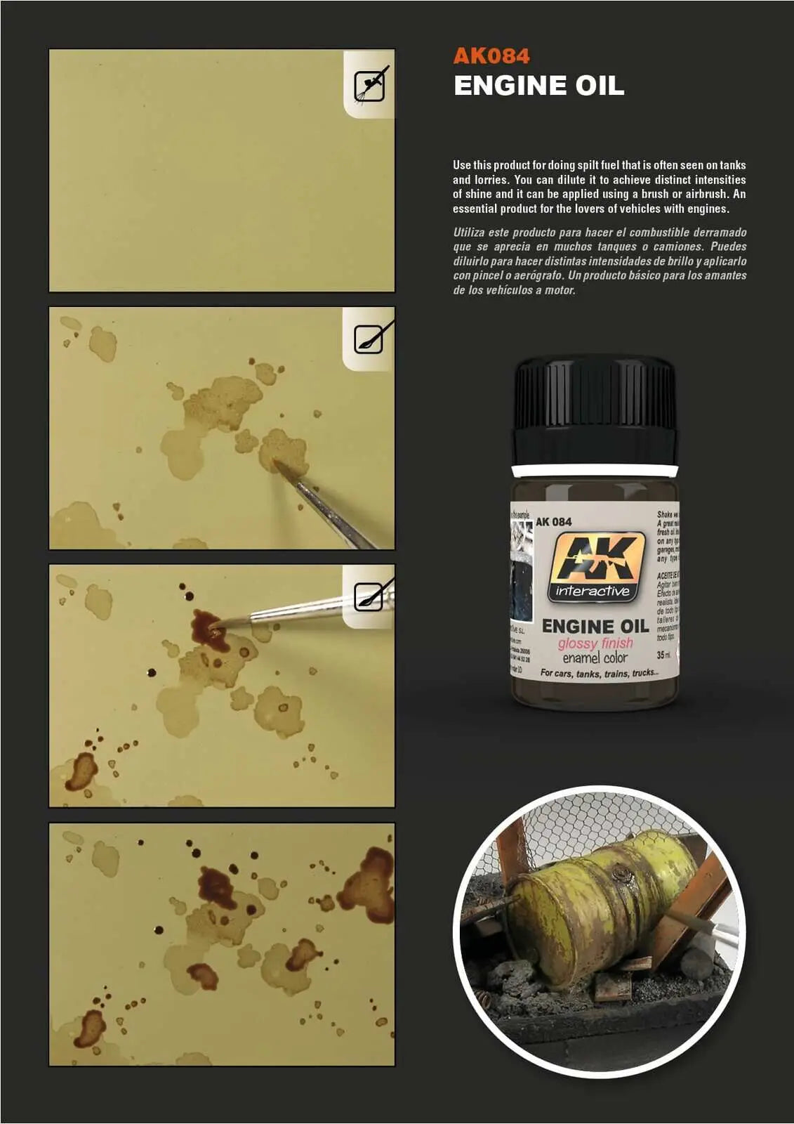AK Interactive Weathering: Engine Oil 35ml Enamel Paint AK Interactive
