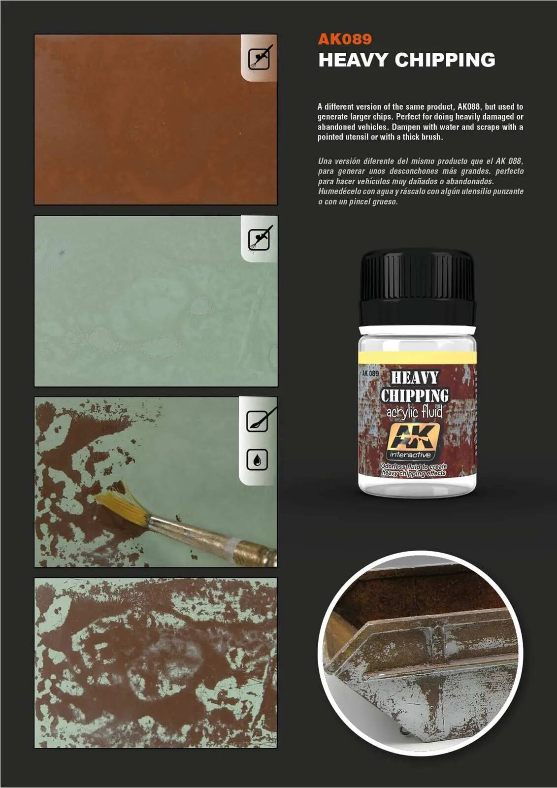 AK Interactive Weathering: Heavy Chipping Effects Acrylic Fluid 35ml Enamel Paint AK Interactive