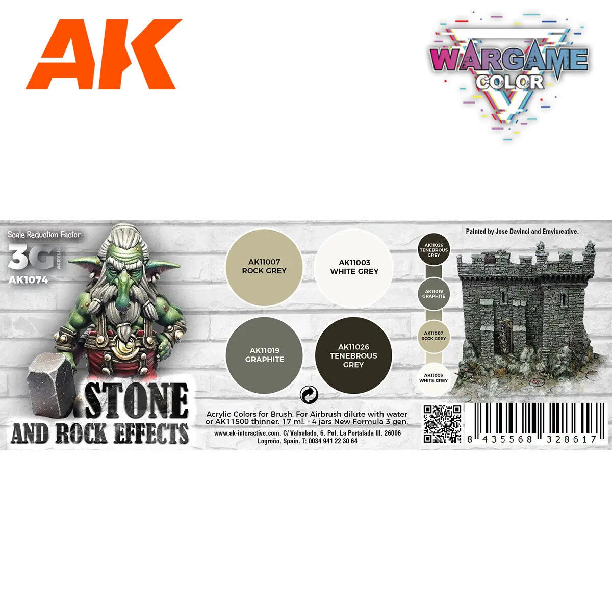 AK Interactive Wargame: Stone And Rock Effects Acrylic Paint Set 3rd Generation AK Interactive