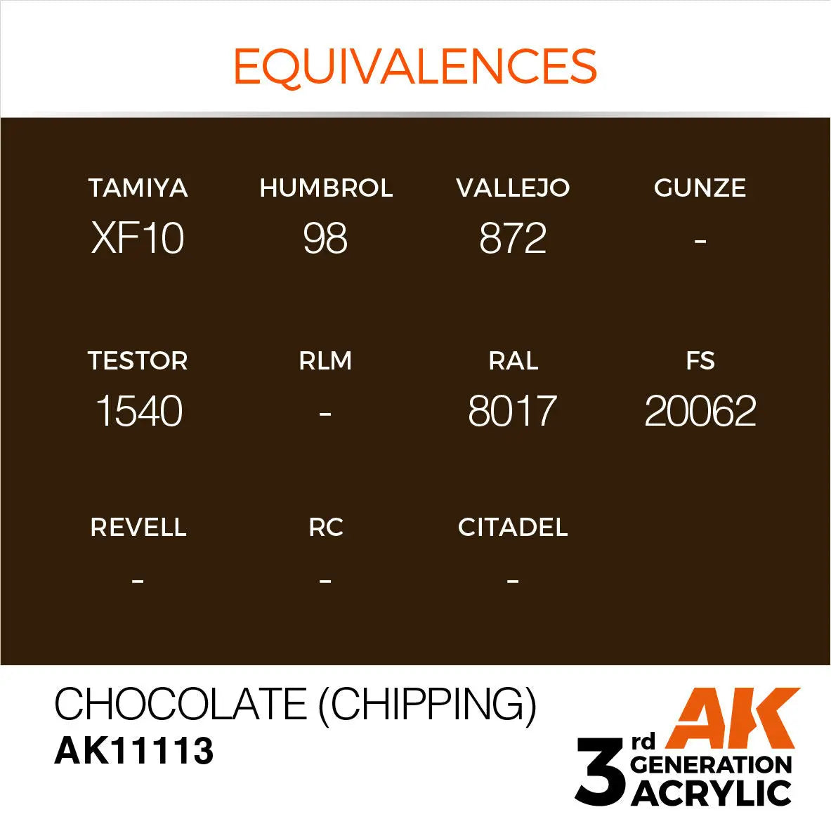 AK Interactive Chocolate (Chipping) Acrylic Paint 17ml 3rd Generation AK Interactive