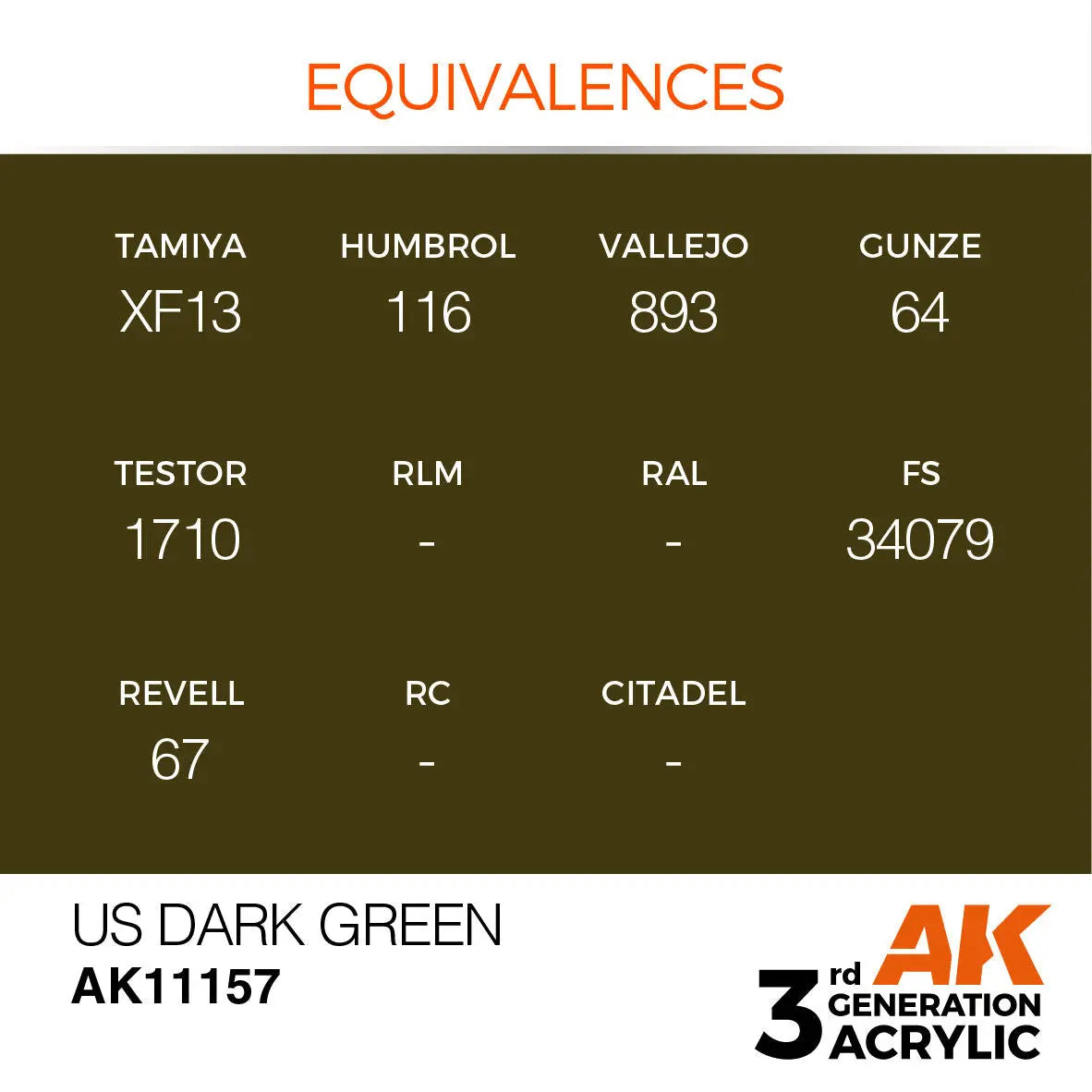 AK Interactive US Dark Green Acrylic Paint 17ml 3rd Generation AK Interactive