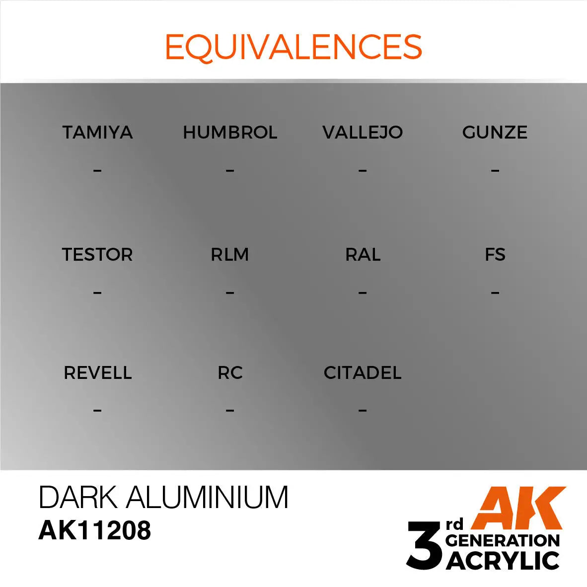 AK Interactive Dark Aluminium Metallic Acrylic Paint 17ml 3rd Generation AK Interactive