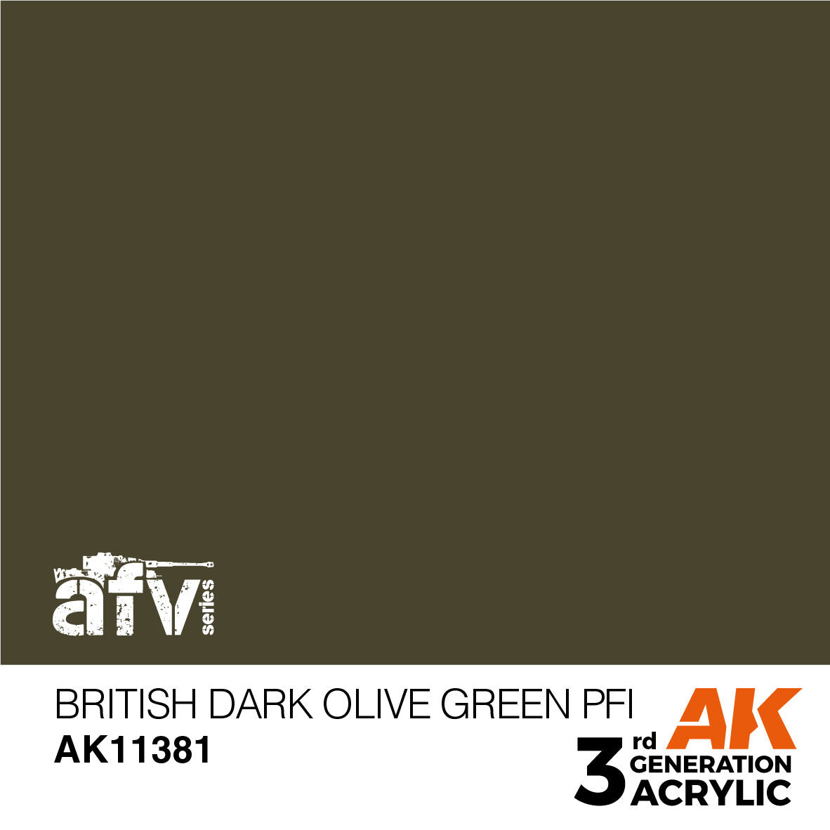 AK Interactive AFV Series: British Dark Olive Green PFI Acrylic Paint 17ml 3rd Generation AK Interactive