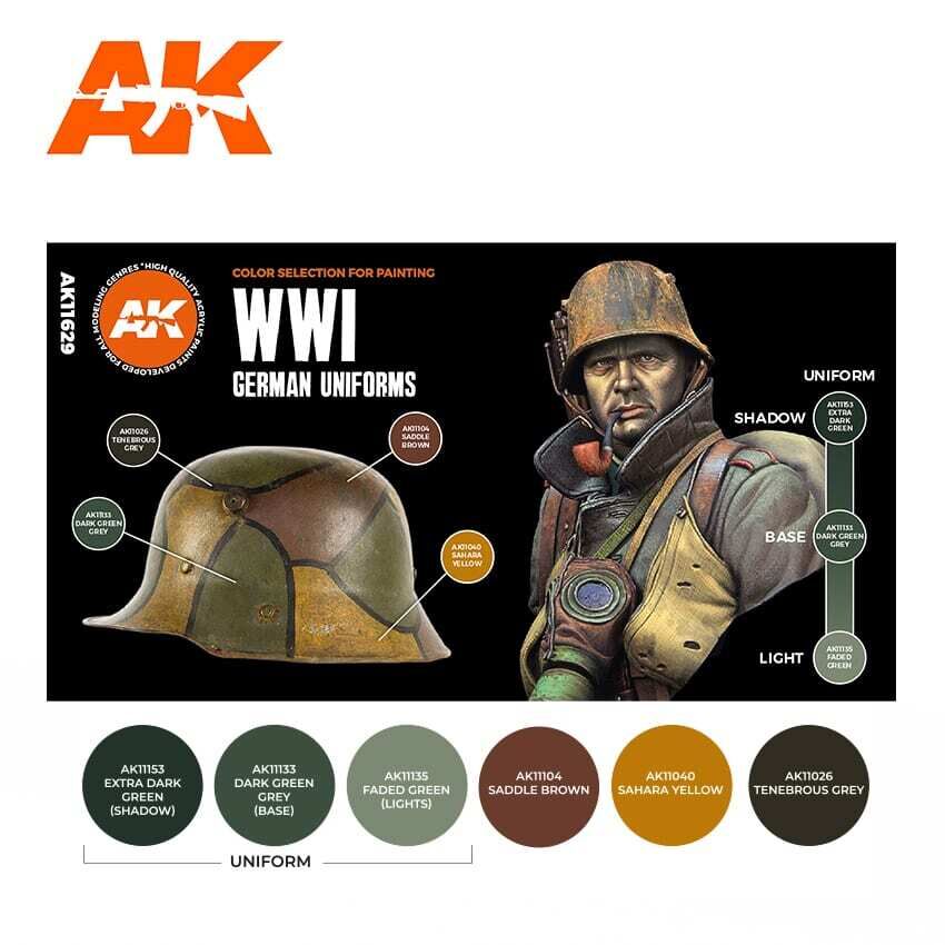 AK Interactive Figure Series: WWI German Uniform Acrylic Paint Set 3rd Generation AK Interactive