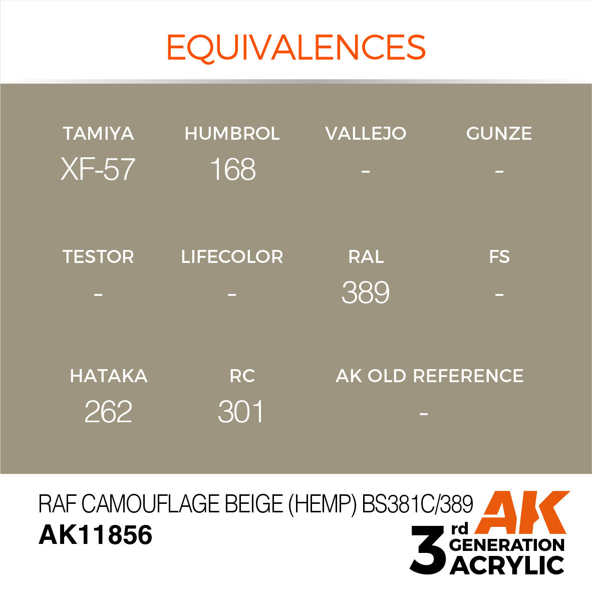 AK Interactive Air Series: RAF Camouflage Beige (Hemp) BS381C/389 Acrylic Paint 17ml 3rd Generation AK Interactive