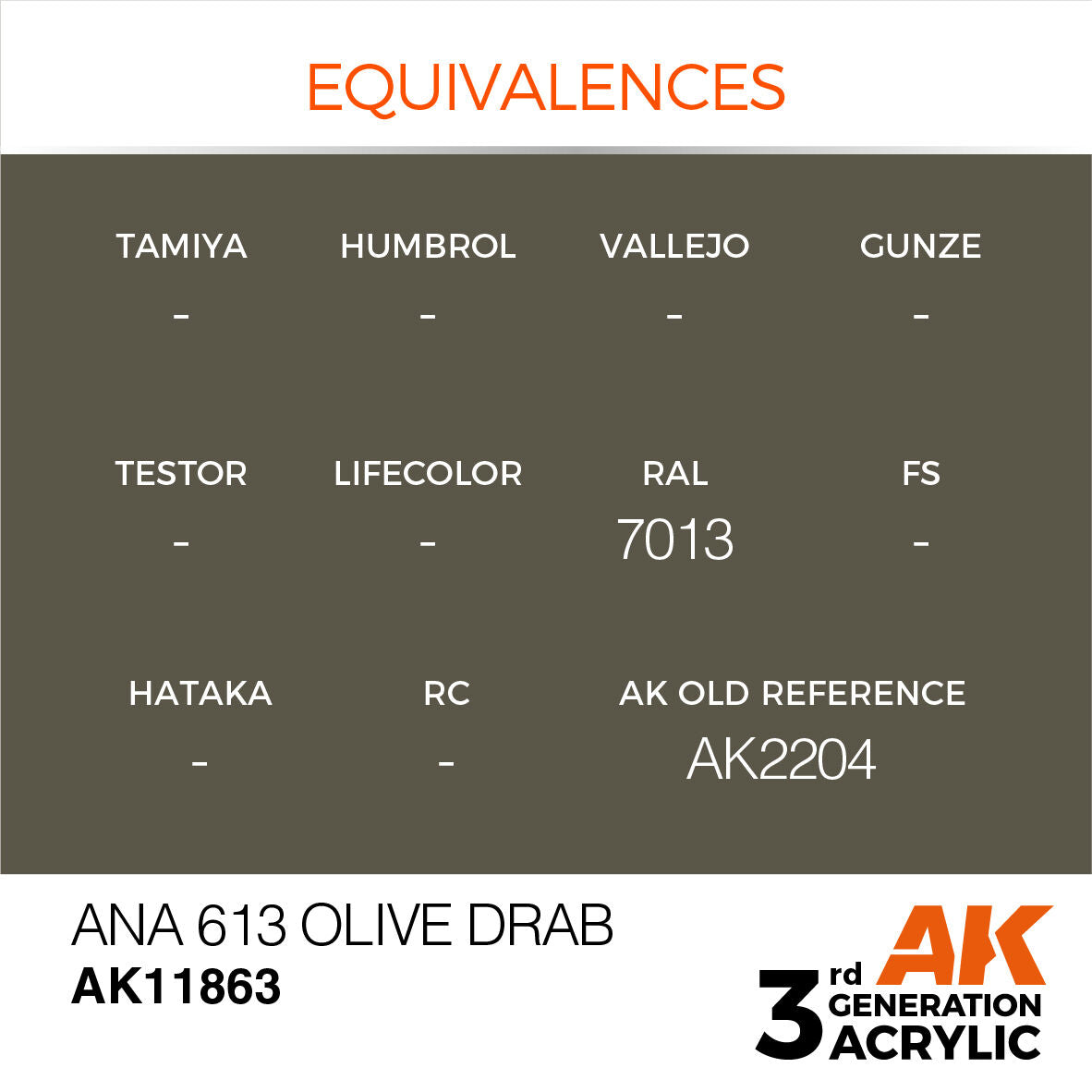 AK Interactive Air Series: ANA 613 Olive Drab Acrylic Paint 17ml 3rd Generation AK Interactive