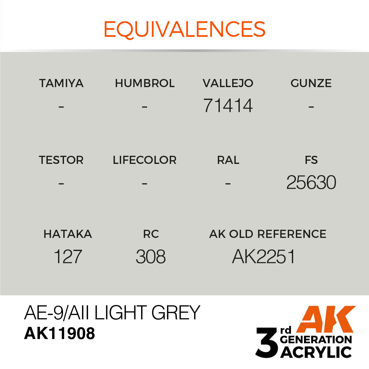 AK Interactive Air Series: AE-9/AII Light Grey Acrylic Paint 17ml 3rd Generation AK Interactive