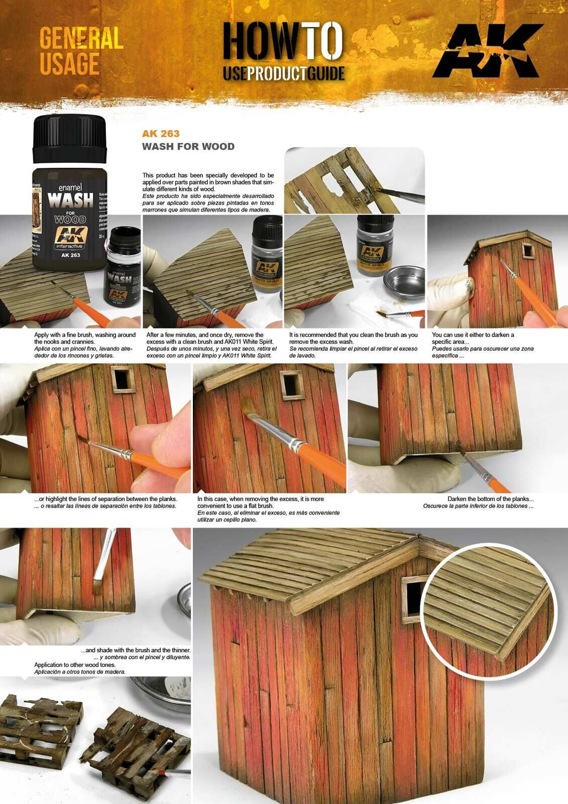 AK Interactive Weathering: Wash For Wood 35ml Enamel Paint AK Interactive