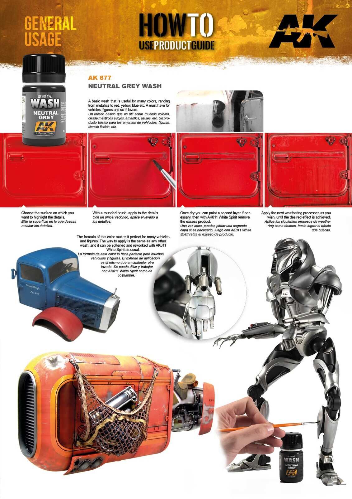 AK Interactive Weathering: Neutral Grey For White/Black Wash 35ml Enamel Paint AK Interactive