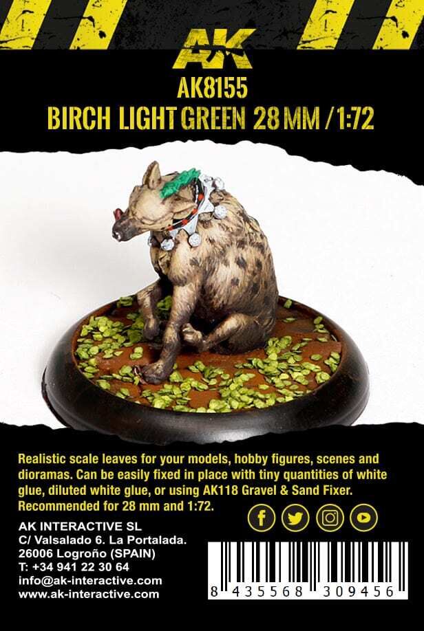 AK Interactive Dioramas: Birch Light Green Leaves - 28 mm. 1/72 (Bag 7g) AK Interactive