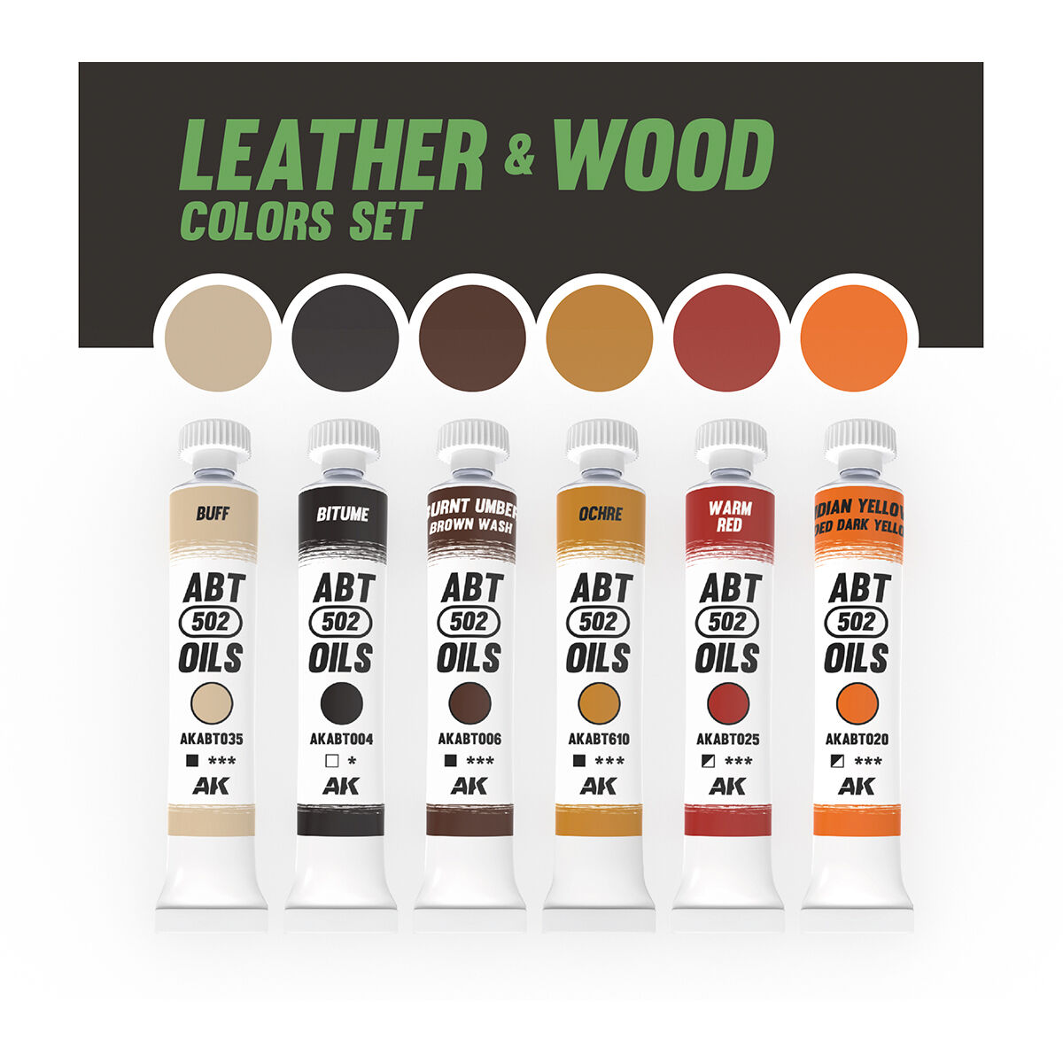 AK Interactive ABT 502: Leather & Wood Colours Oil Paint Set AK Interactive
