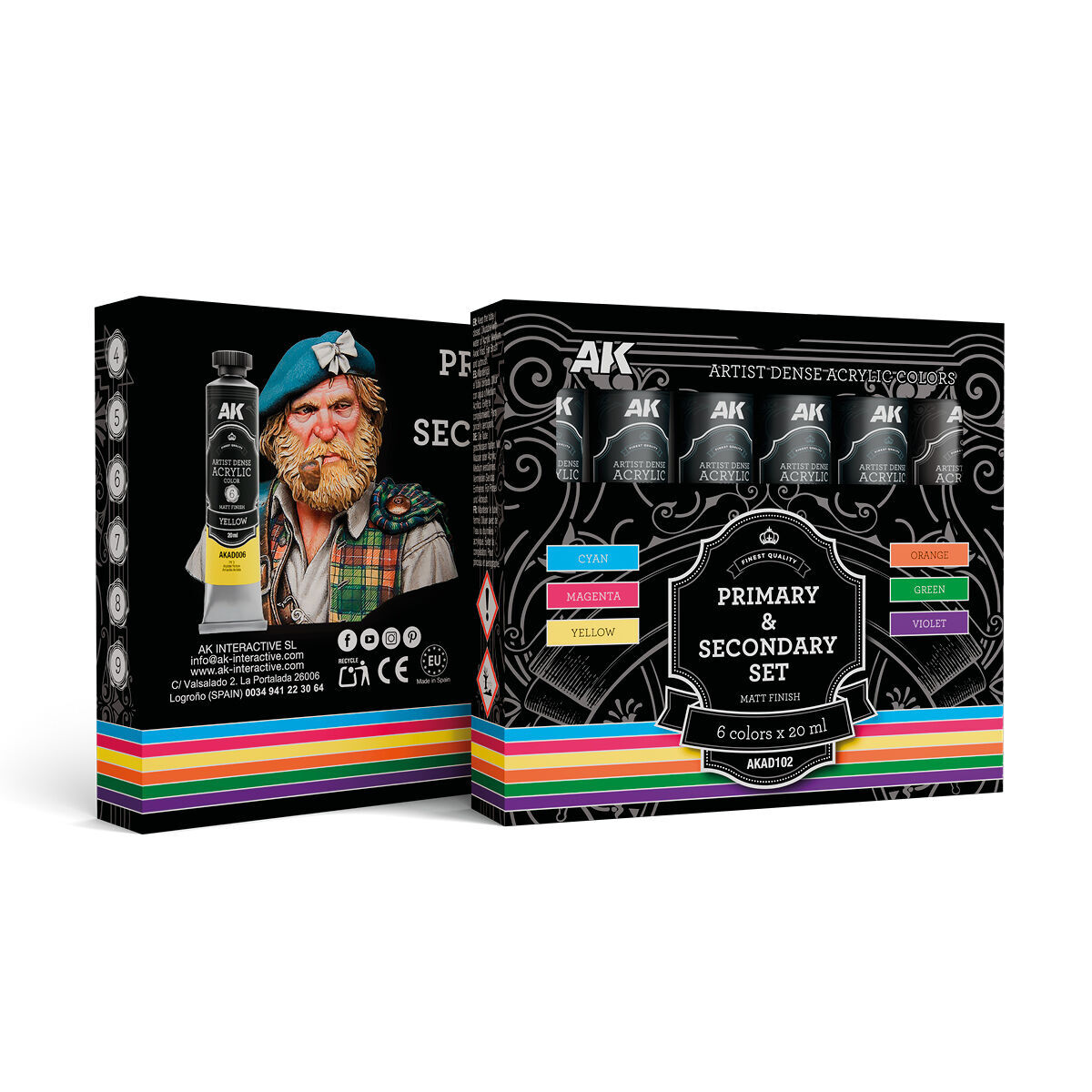 AK Interactive Artist Dense Acrylic Primary & Secondary Set (6 Tubes 20 ml) AK Interactive