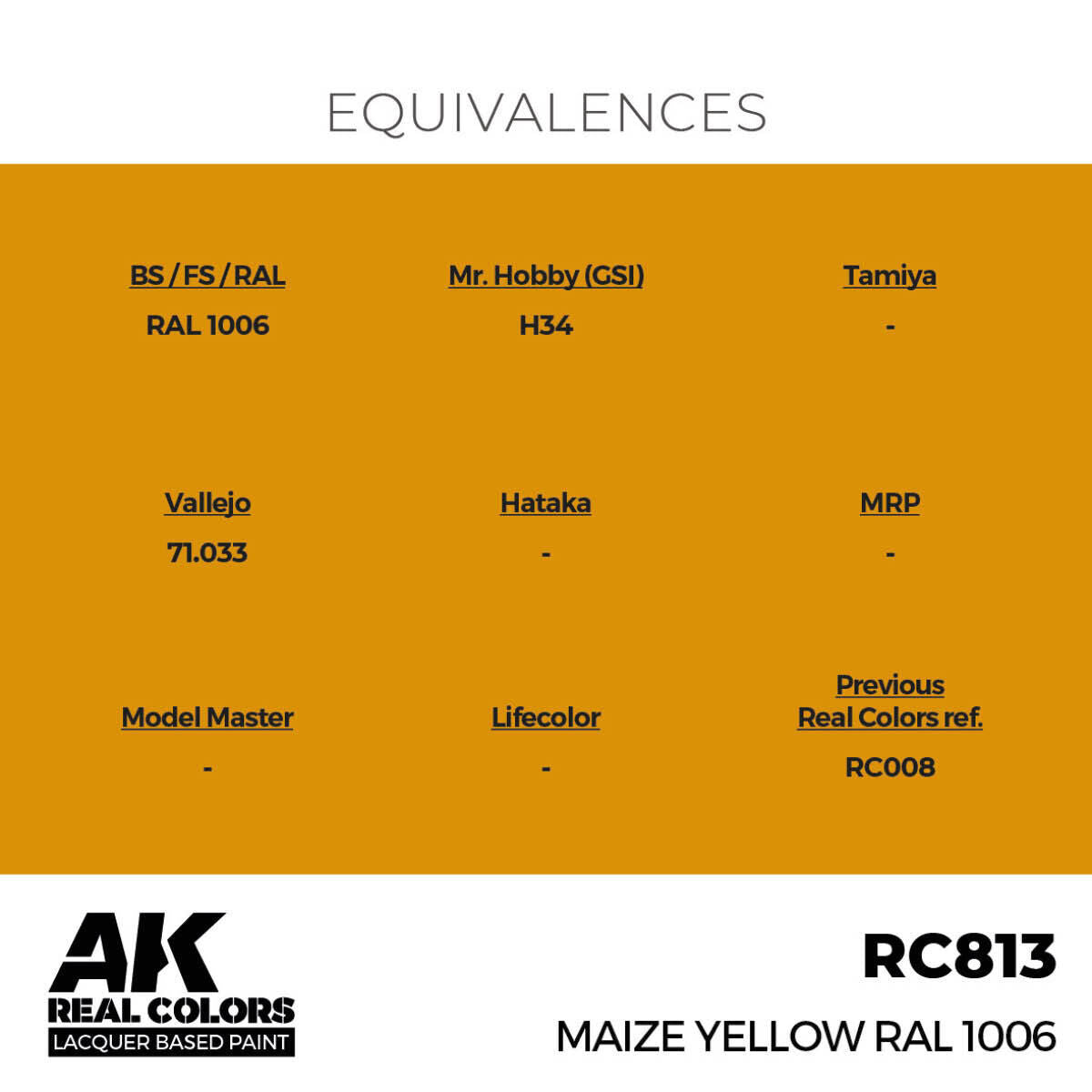 AK Interactive Real Colors: Maize Yellow RAL 1006 - 17ml Lacquer Paint AK Interactive