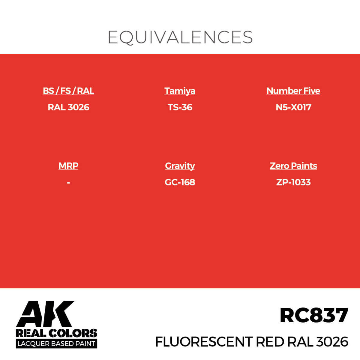 AK Interactive Real Colors: Fluorescent Red RAL 3026 - 17ml Lacquer Paint AK Interactive