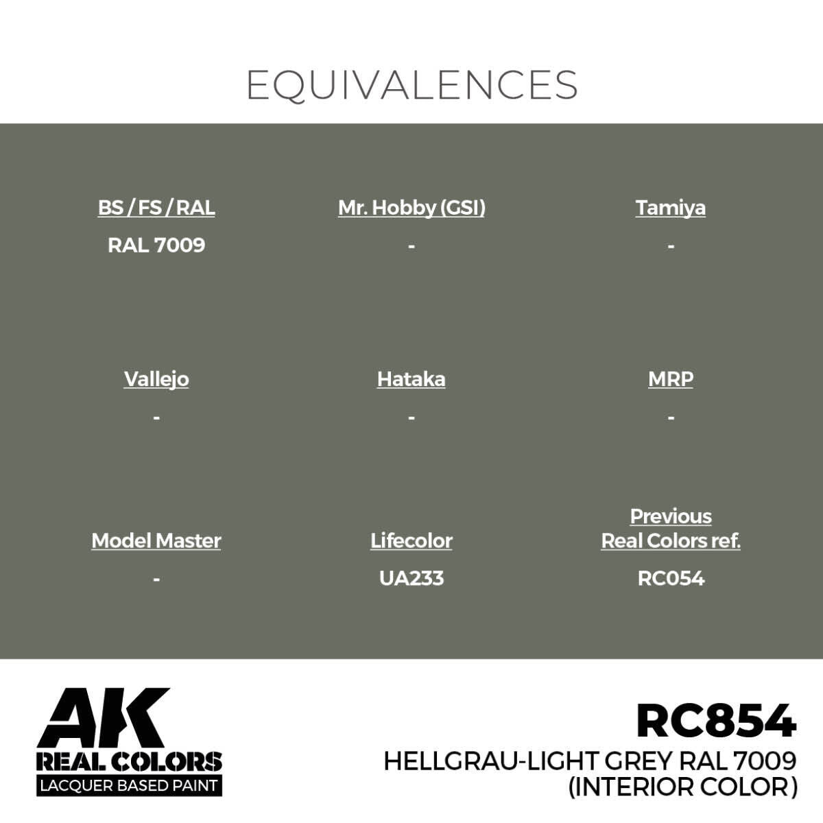 AK Interactive Real Colors: Hellgrau-Light Grey RAL 7009 (interior color) 17 m Lacquer Paint AK Interactive